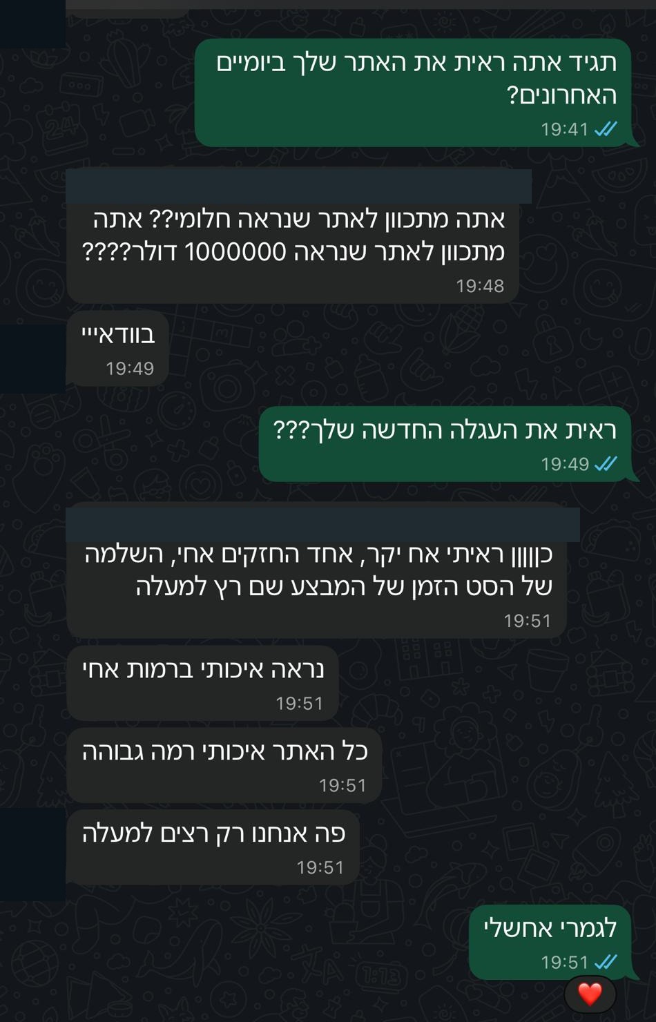 לקוח מגיב על האתר החדש שבנינו לו
